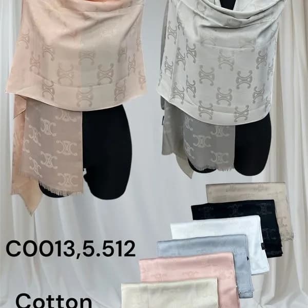 Szaliki damskie bawełna i wiskoza, wzór monogram, mix kolorów