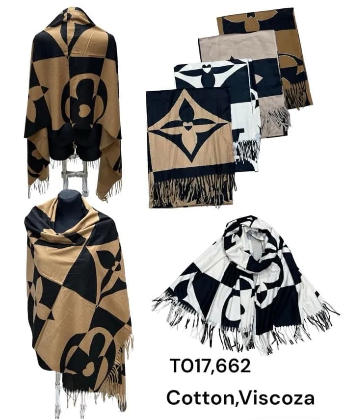 Szaliki damskie bawełna i wiskoza, wzór kwiaty, 12 szt.