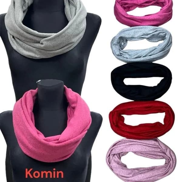 Szaliki damskie kominy gładkie mix kolorów C10.607 12szt