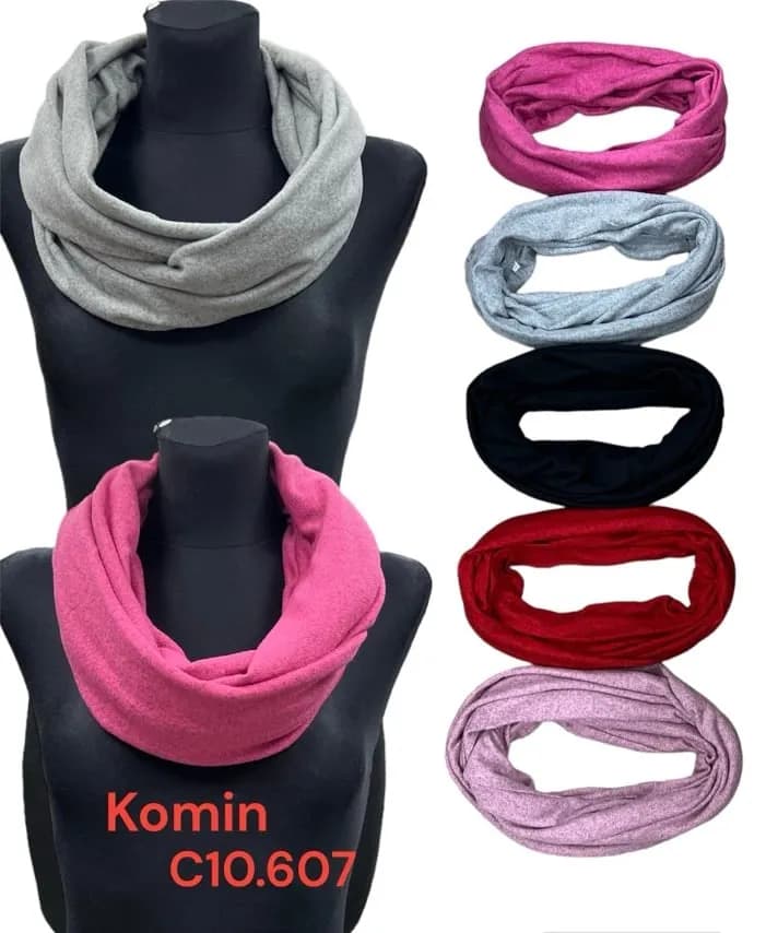 Szaliki damskie kominy gładkie mix kolorów C10.607 12szt