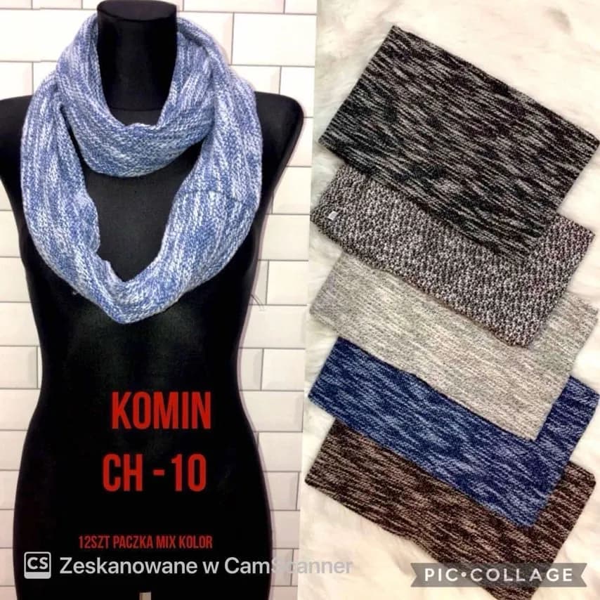Szaliki damskie kominy dzianinowe melanż CH-10 - 12 szt. mix