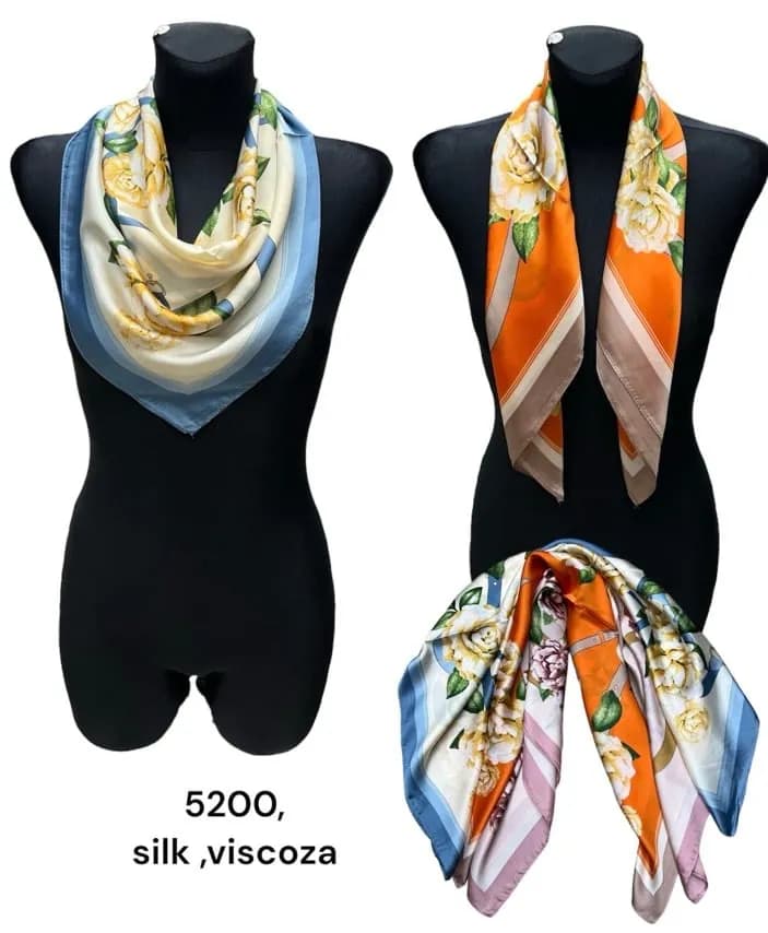 SZALIKI DAMSKIE apaszki w kwiaty, jedwab i wiskoza, mix kolorów