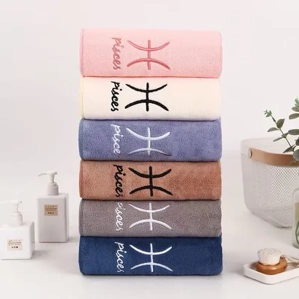 Ręczniki mikrofibra 50/100 cm z haftem Pisces - zestaw 12 szt.