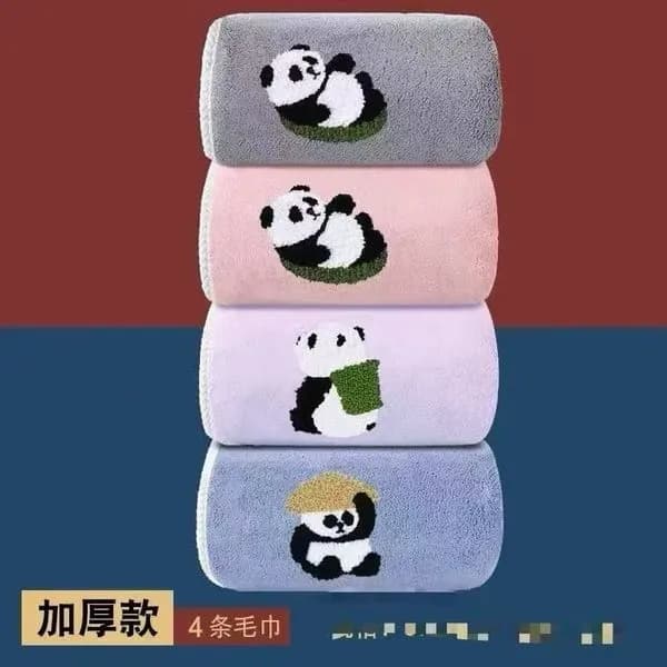 Ręczniki Mikrofibra 70/140 cm z Haftem Panda - Mix Kolorów