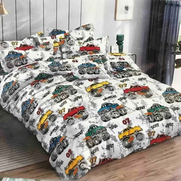 Pościel Bawełniana 3cz 160/200 Wzór Monster Truck Auta