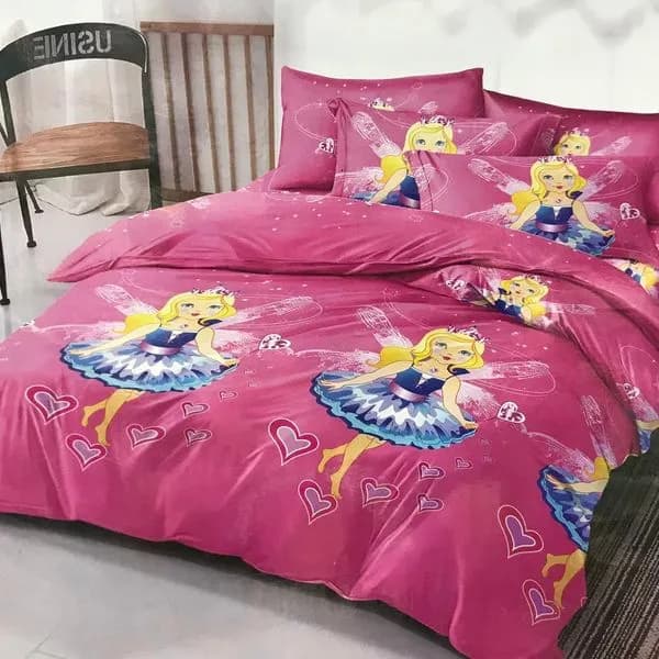 Pościel bawełniana 3cz 160/200 różowa wzór wróżka