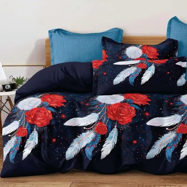 Pościel bawełniana 3cz 160/200 wzór łapacz snów i czerwone róże