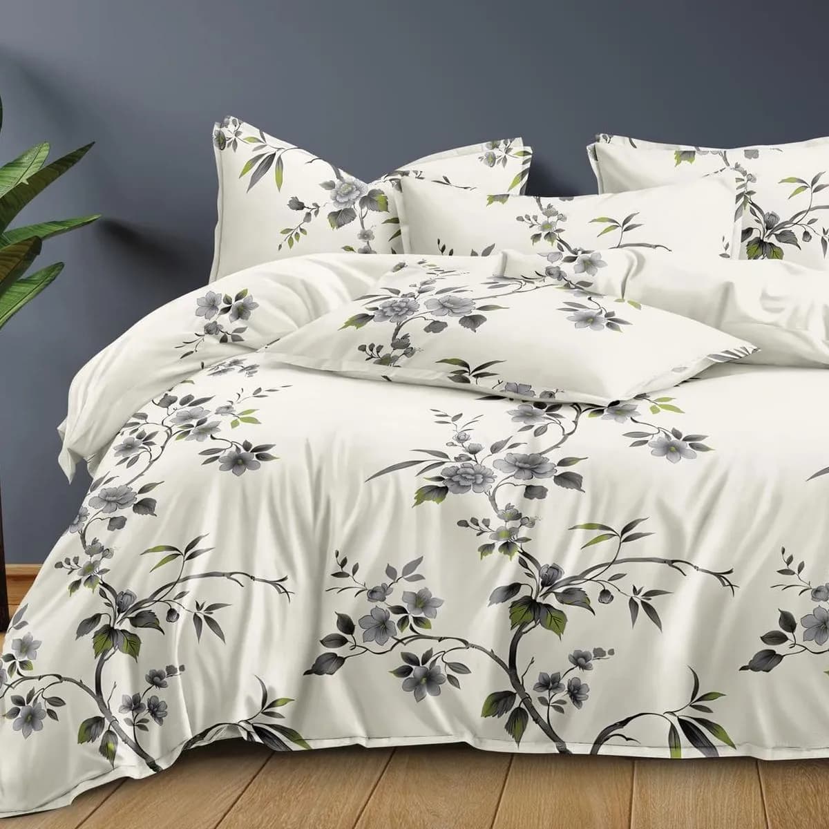 Pościel bawełna satyna 200x220cm 4cz wzór kwiatowy A010