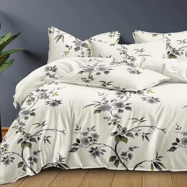 Pościel bawełna satyna 200x220cm 4cz wzór kwiatowy A010