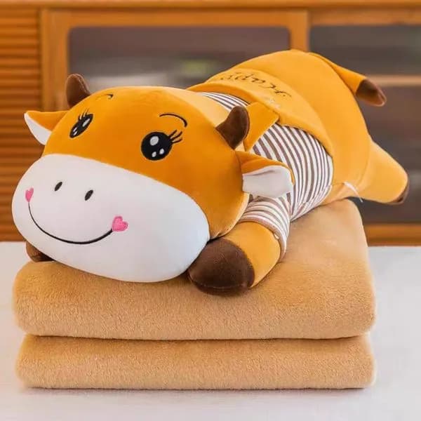 Maskotka krówka z kocykiem pluszowa żółta