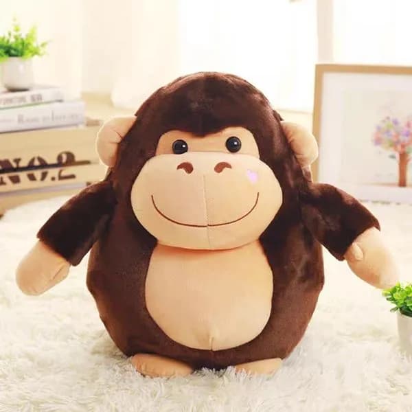 Maskotka małpka z kocykiem brązowa pluszowa