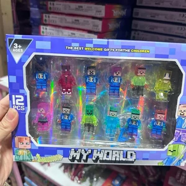 Figurki My World 12PCS - Zestaw Przezroczystych Postaci Pixel Art