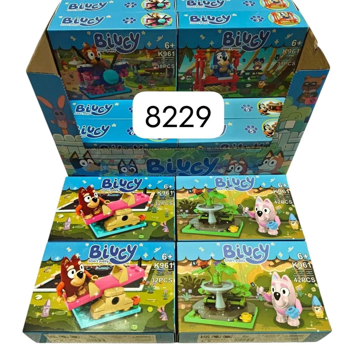 Klocki Bluey Biucy Smart Puppy K961, zestaw figurek i scenek, 16 szt.