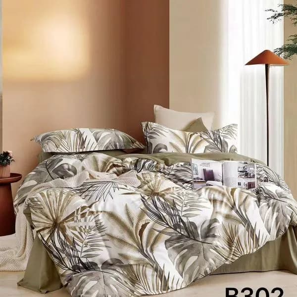 Pościel Bawełniana 3cz 160x200cm Wzór Liście Tropikalne B302