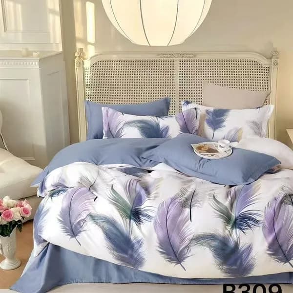 Pościel bawełniana 3cz 200x220cm kolorowe pióra B309