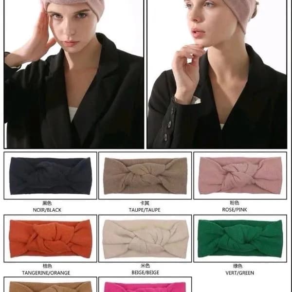 Opaska damska dzianinowa z węzłem, mix kolorów, 12 szt.