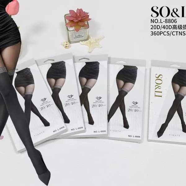 Rajstopy damskie SO&LI L-8806 imitacja zakolanówek 20/40 DEN czarne