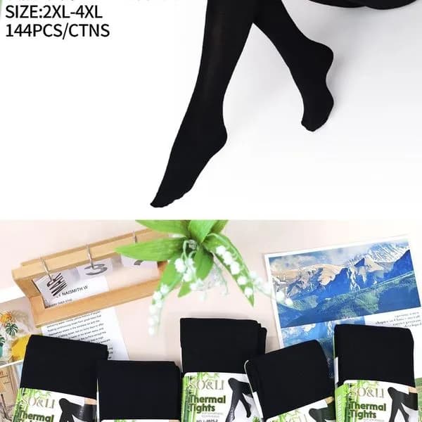 RAJSTOPY DAMSKIE SO&LI Thermal Tights Bambusowe 2XL-4XL Czarne