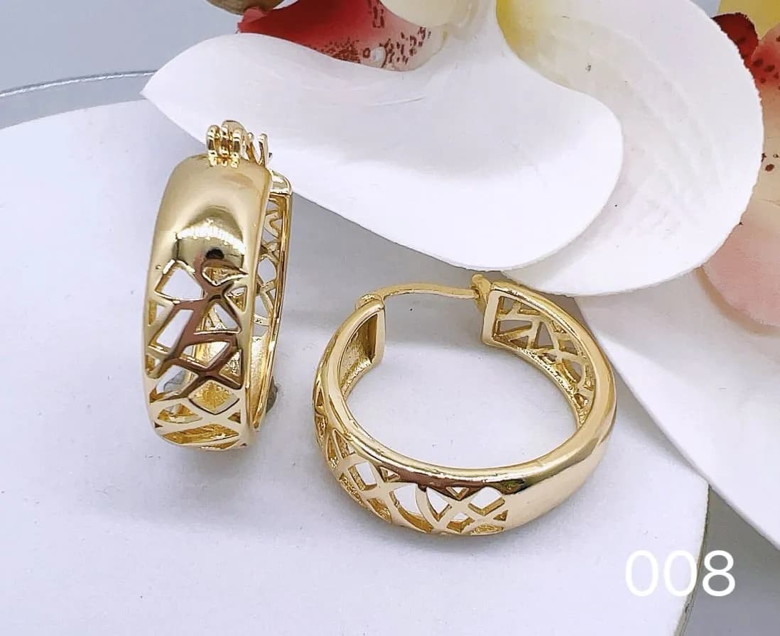 Kolczyki damskie złote koła ażurowe szerokie 12 szt