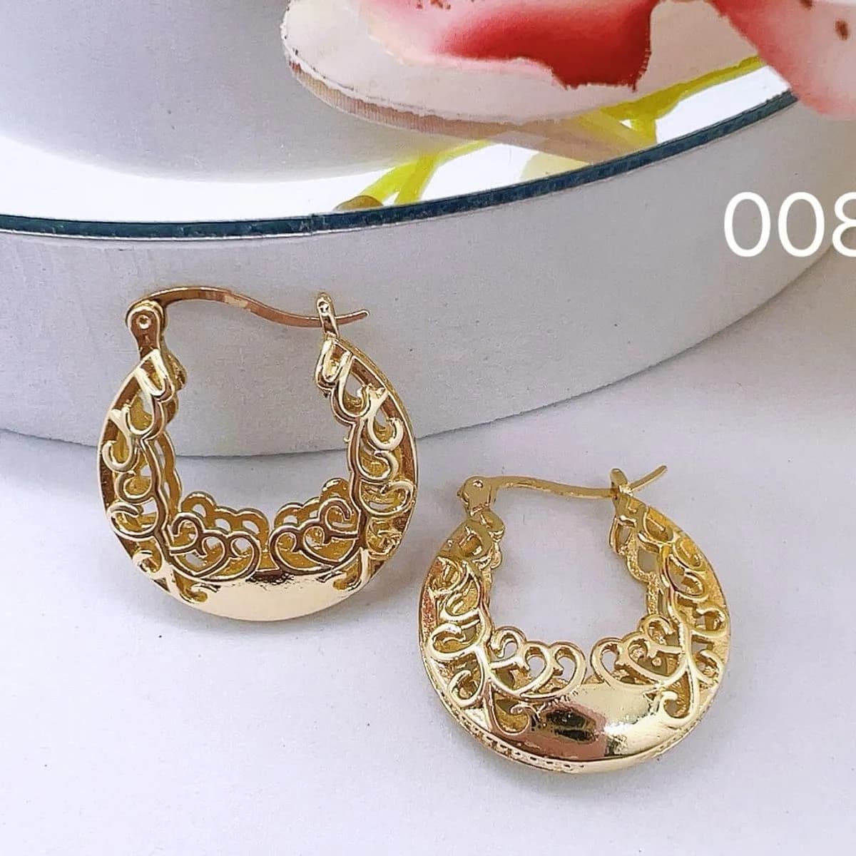 Kolczyki damskie złote ażurowe koła - 12 szt.