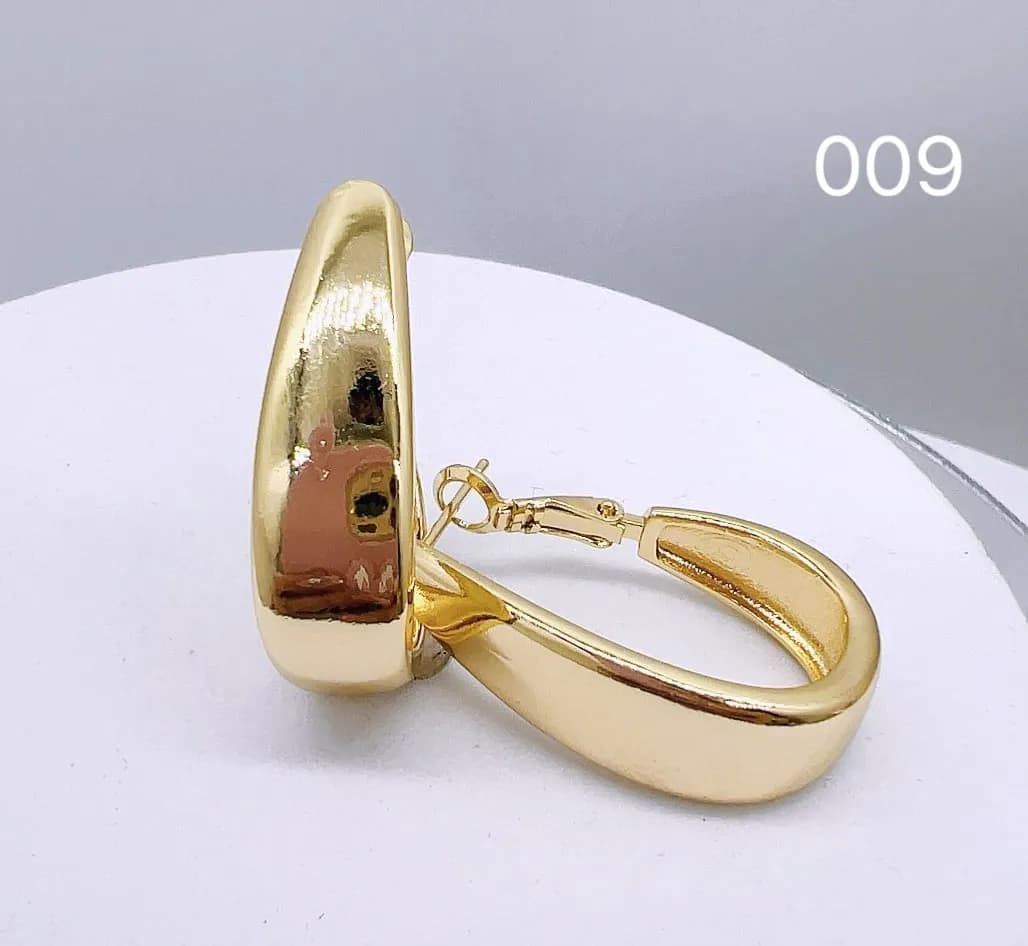 Kolczyki damskie złote gładkie owalne, zestaw 12 szt.