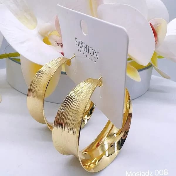 Kolczyki damskie koła złote prążkowane mosiądz szerokie