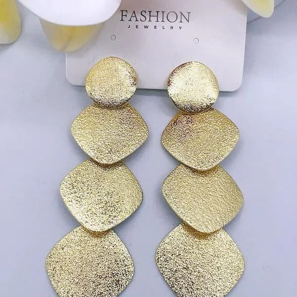 Kolczyki damskie złote wiszące geometryczne mosiądz 12 szt.