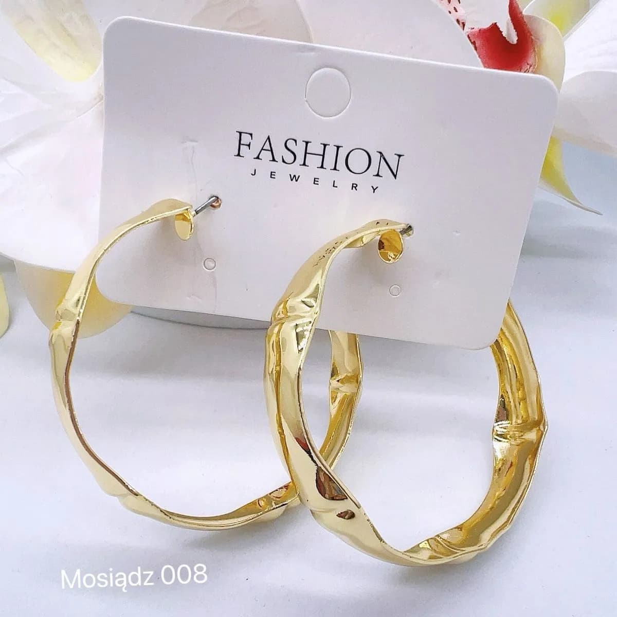 KOLCZYKI DAMSKIE złote koła mosiężne - Mosiądz 008