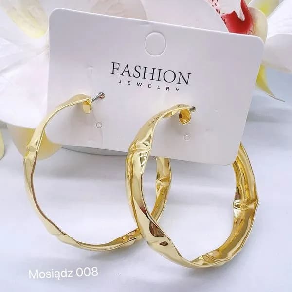 KOLCZYKI DAMSKIE złote koła mosiężne - Mosiądz 008