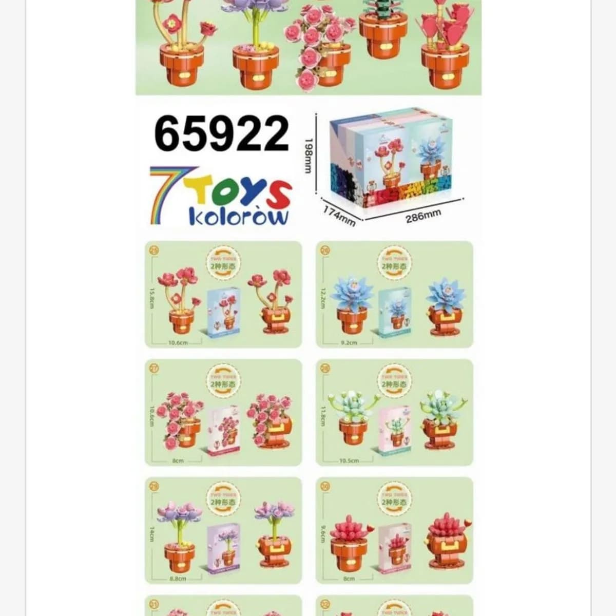 Klocki Kwiaty Sukulenty w Doniczkach 8 szt. Zestaw 65922