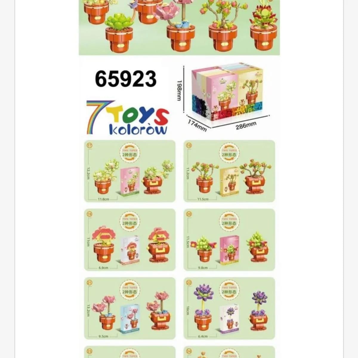 Klocki Kwiaty Sukulenty w Doniczkach 8 szt. 7 TOYS