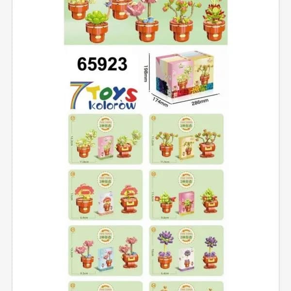 Klocki Kwiaty Sukulenty w Doniczkach 8 szt. 7 TOYS