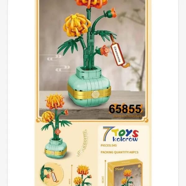 Klocki Kwiaty 345PCS Bonsai Chamomile w Wazonie 24cm