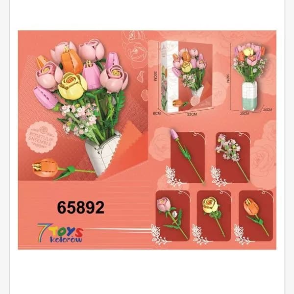 Klocki Kwiaty Bukiet Róż i Tulipanów 38cm 7 TOYS 3 szt.