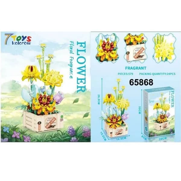 Klocki Kwiaty 579PCS Bukiet w Doniczce 26,5cm 7 Toys