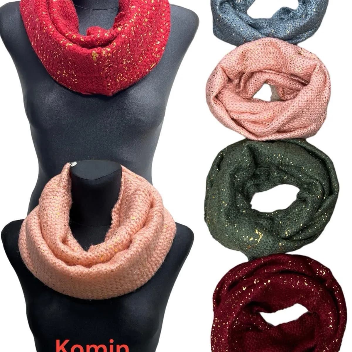 SZALIKI DAMSKIE kominy z połyskiem - mix kolorów 12 szt.