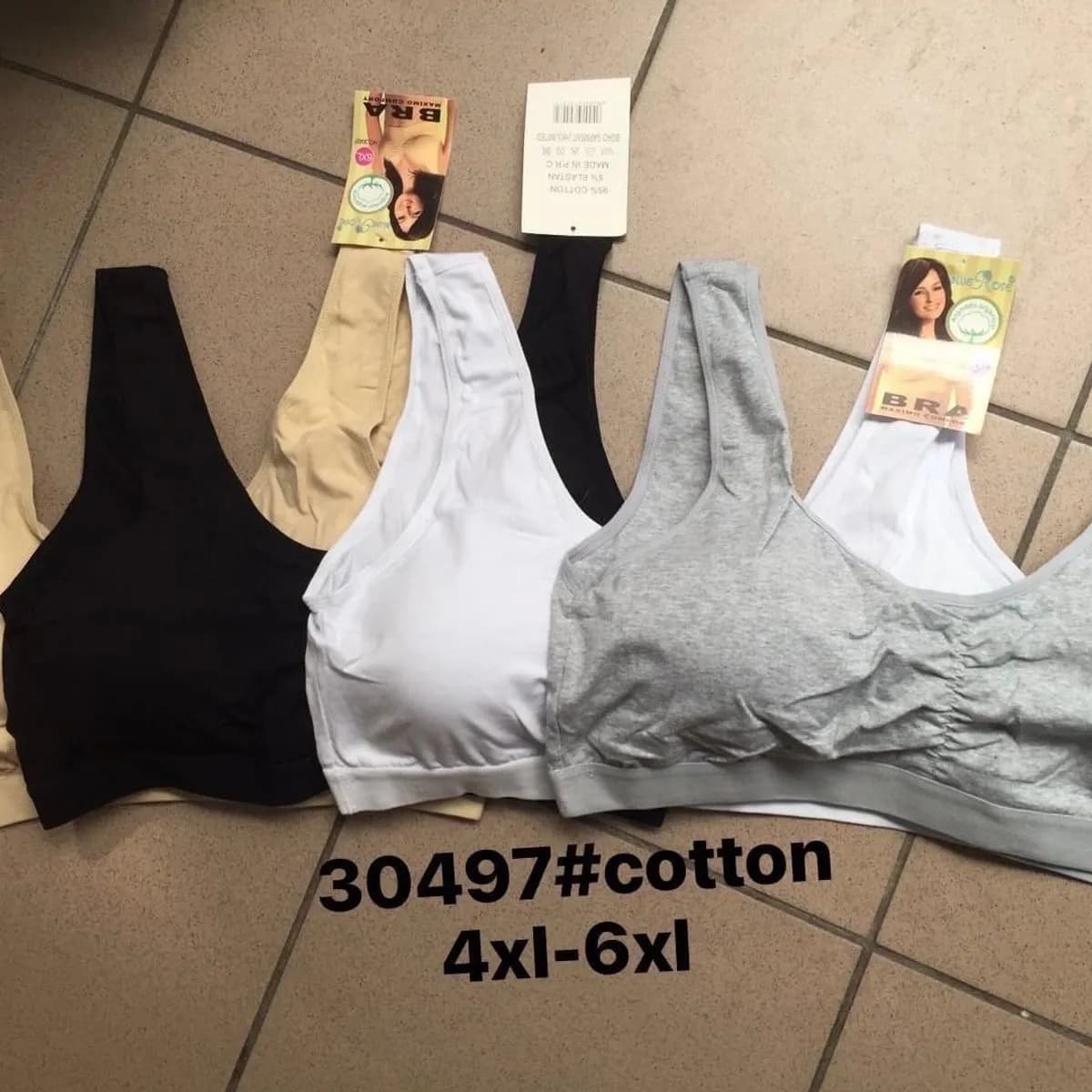 Biustonosze damskie bawełniane Blue Rose 4XL-6XL 12szt