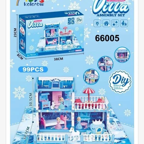Zestaw DIY Princess Villa 99PCS Lodowy Domek z Oświetleniem