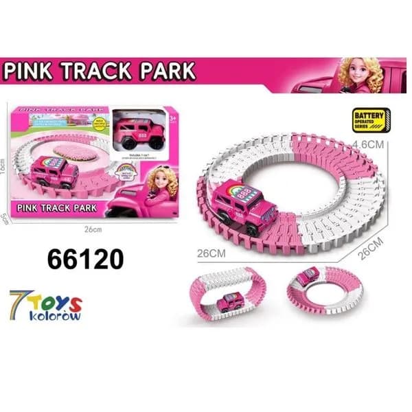 Różowy tor wyścigowy Pink Track Park z autkiem, 51 el.
