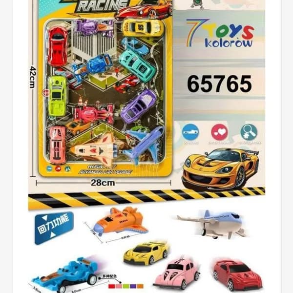 Zestaw Samochod Zabawkowy Speed Racing 42x28cm 12szt Autka Samoloty