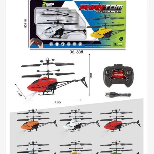 Helikopter Sterowany Phantom RC 17.5cm 2CH USB Mix Kolorów