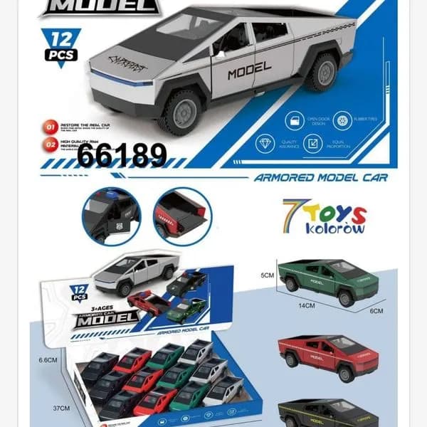 Zabawkowy Samochód Armored Car Model 14cm, Otwierane Drzwi, 12szt