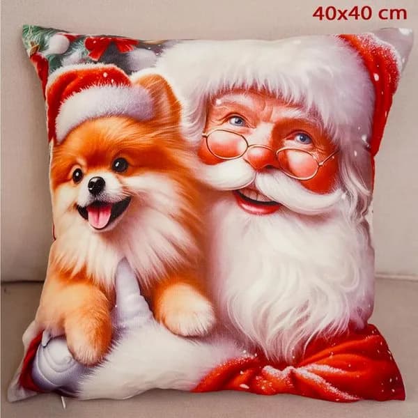 Poszewka świąteczna 40*40cm Mikołaj z psem