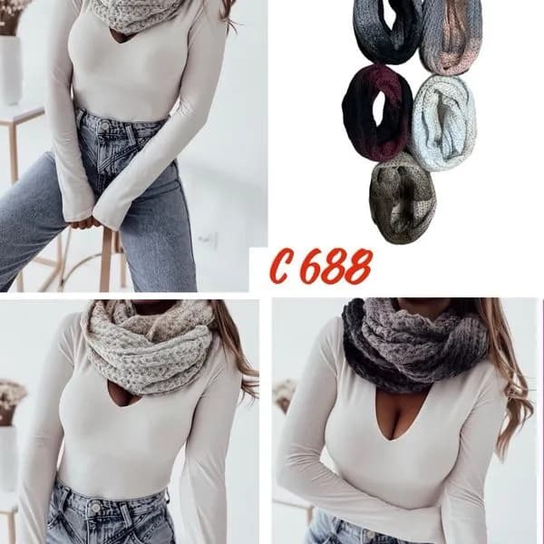 SZALIKI DAMSKIE Komin Zimowy Gruby Splot Mix Kolorów C688