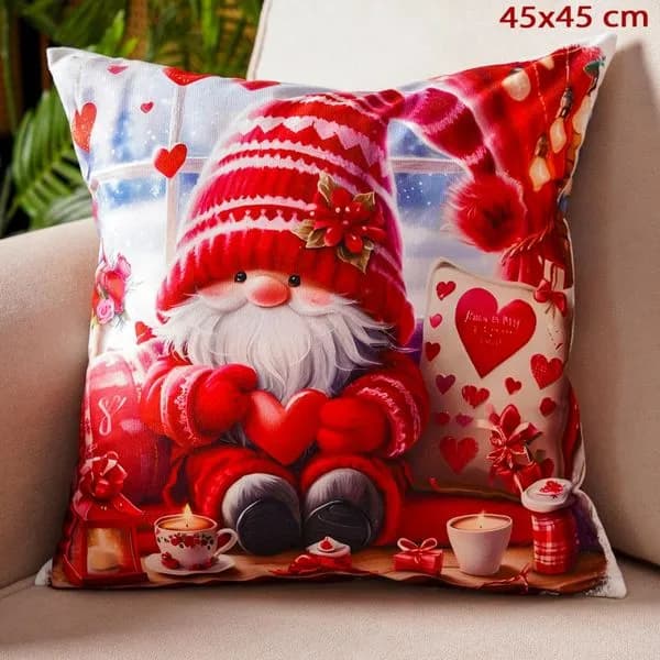 Poszewka dekoracyjna 45x45cm Skrzat świąteczny z sercem