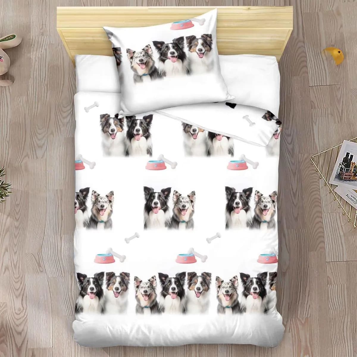 Pościel Bawełna 2cz 140x200cm Psy Border Collie