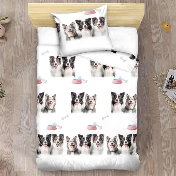 Pościel Bawełna 2cz 140x200cm Psy Border Collie