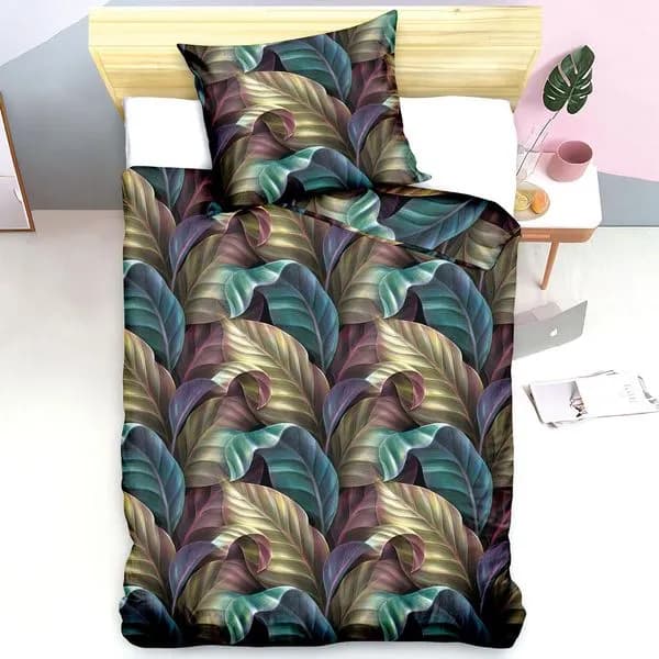 Pościel bawełniana 2-częściowa 140x200cm liście tropikalne