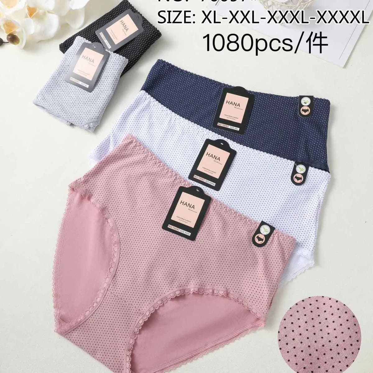 Majtki damskie HANA 70097 w kropki, rozmiary XL-XXXXL, mix kolorów