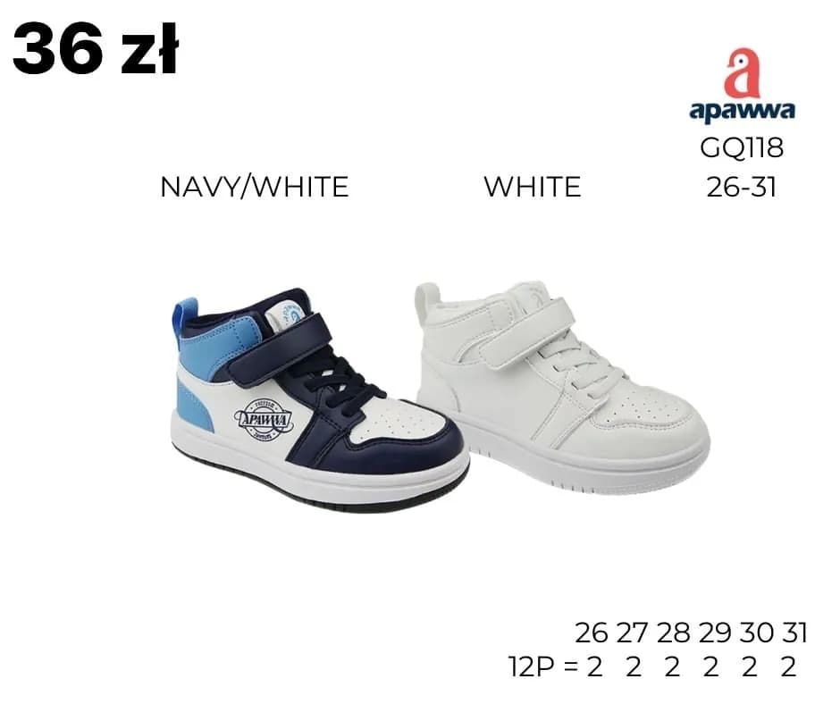 Buty sportowe dziecięce Apawwa GQ118, rozmiary 26-31, za kostkę